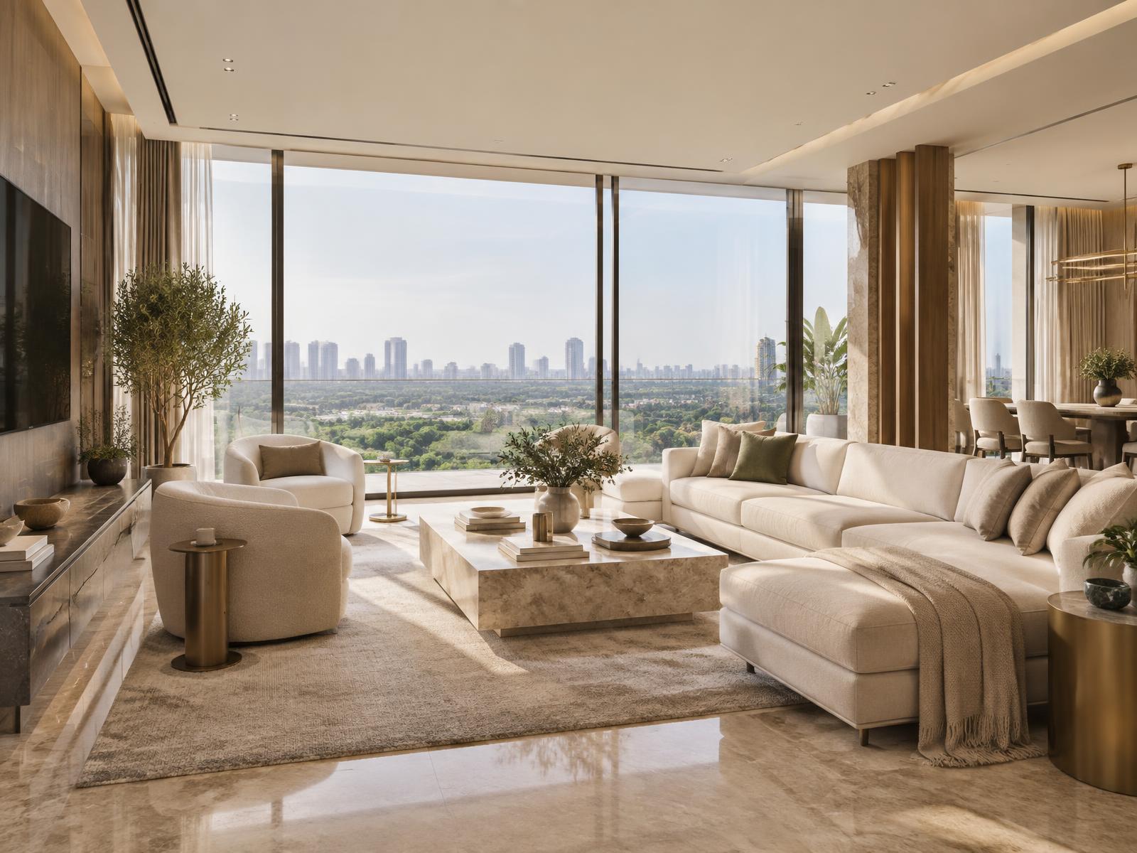 Artistic impression of a spacious luxury apartment interior
